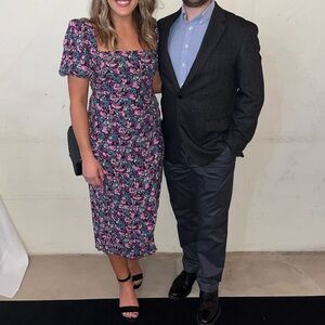 Astr Floral Midi Dress in Pink and Green